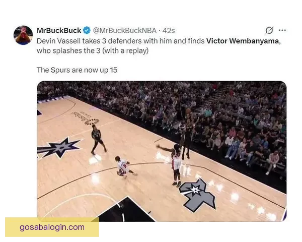 文班41分18篮板3盖帽零失误领衔马刺大胜勇士 卡斯尔15分11板助攻全队